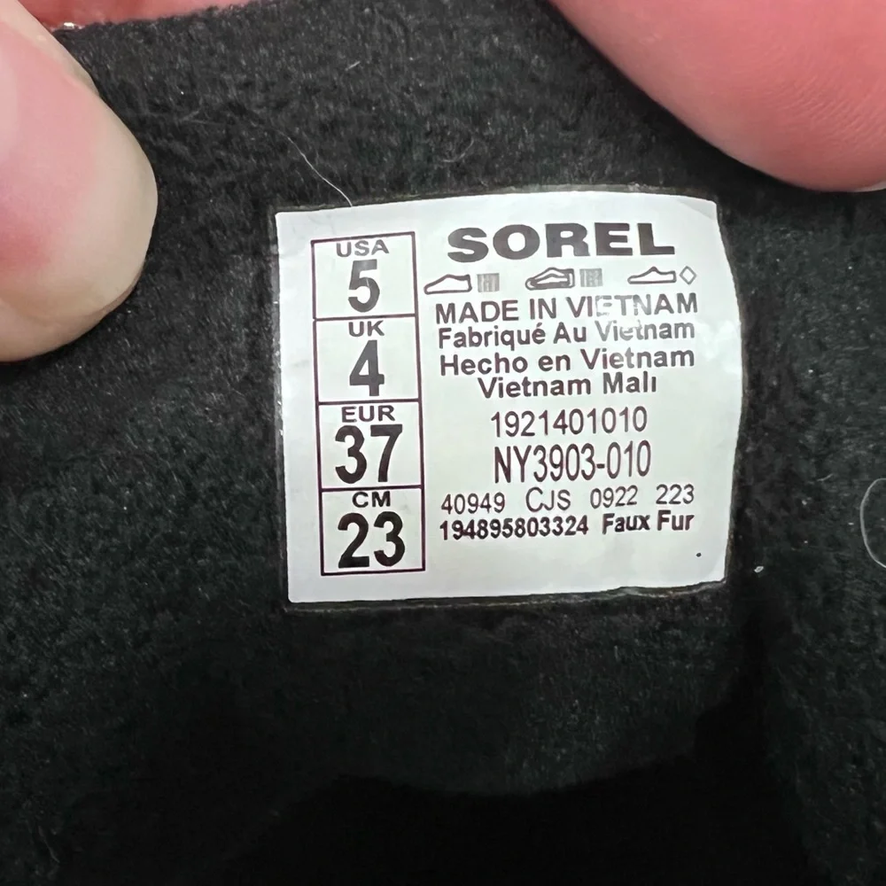 Sorel Black and White Kids Snow Boot